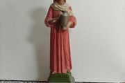 Vintage Statue of Saint Martha, chalkware, religious devotional item