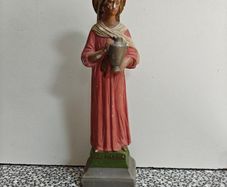 Vintage Statue of Saint Martha, chalkware, religious devotional item