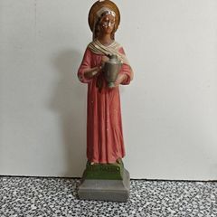 Vintage Statue of Saint Martha, chalkware, religious devotional item