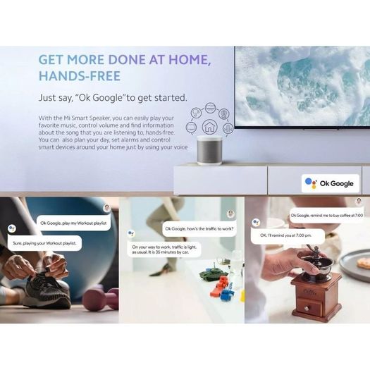 Xiaomi Mi Smart Speaker  Google Assistant Voice Control AI Smart Home Device | Bluetooth 4.2 WiFi Automation DTS