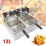 Stainless Steel Double Fryer double Zones Electric Thermostat 60 To 200C With Basket And Lid 12L 5kw 220v Image 7