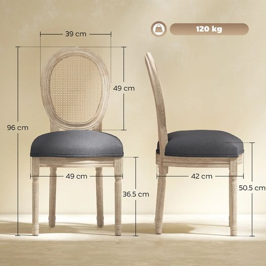 Set of 2 Dining Chairs - Louis XVI Style Medallion Living Room Chair