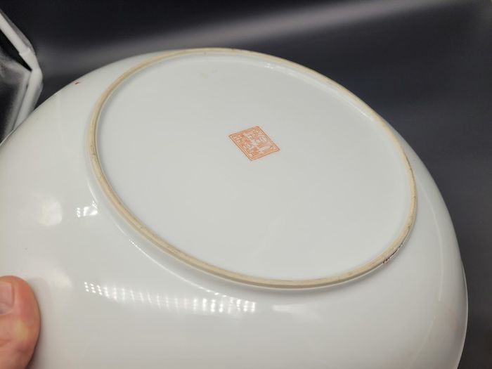 Large Vintage Chinese Hand Painted Mid 20th Century Charger / Plate