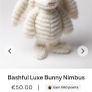 New JELLYCAT Bashful LUXE Bunny Nimbus Image 4