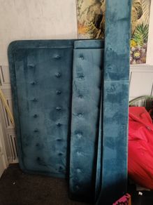 teal velvet double bed frame