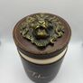 Antique tobacco jar with brass lion head Image 2