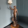 Antique Male Figural Lamp - Frosted Glass Shade Image 2