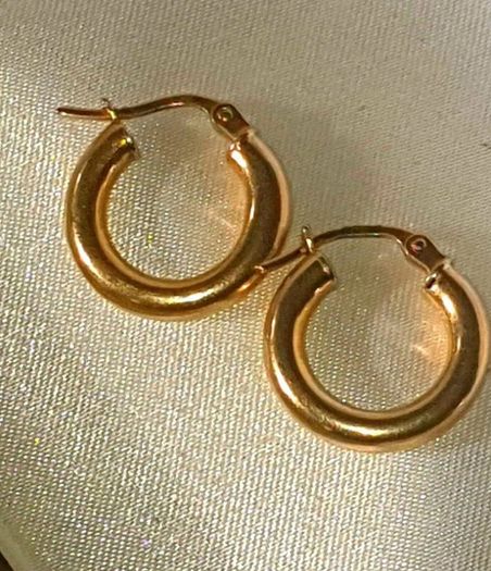 Vintage Hallmarked 9k Gold Chunky Hoop Earrings