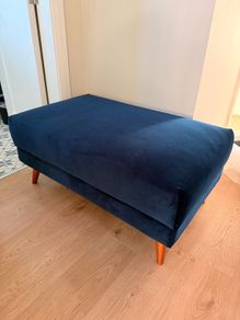 Navy blue velvet footstool