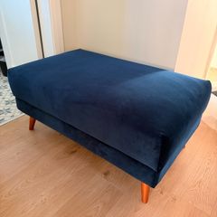 Navy blue velvet footstool