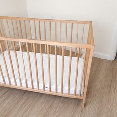 IKEA cot + Mattress (120x60cm) + clevamama mattress protector