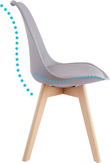 Set of 4 Dining Room Chairs Padded Chairs with Beech Wood Legs