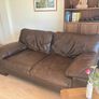 (1 of 2 + futon) Brown genuine Italian leather 3 seater sofa Image 3
