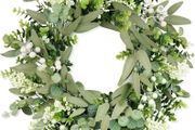 Wreath for Front Door, 50 cm/20 inch Spring Summer Green Wreath, Lifelike Artificial Small Door Wreath Decoration for Farmh
