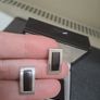 Mens Silver Tone Black Cufflinks with Presentation Box Image 2