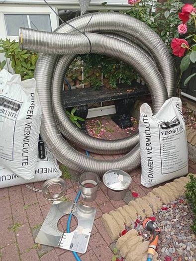 new stove flue liner, heart,fittings etc