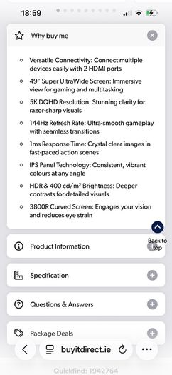 New in box electriQ 49 IPS 5K DQHD curved gaming monitor