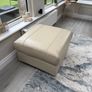 Cream Leather Pouffe Image 2