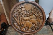 Vintage Wooden Elephant Plaques