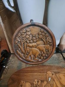 Vintage Wooden Elephant Plaques