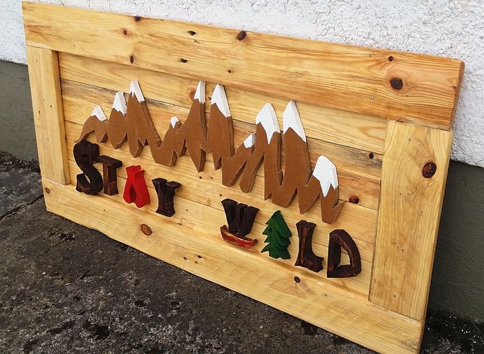 NEW Rustic STAY WILD Wood Art Wall Sign