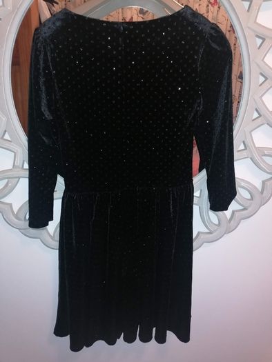 Black velvet mini skater dress