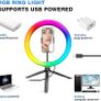 Ring Light with Tripod Stand & Phone Holder, 10 inch LED Ring Light with 12 RGB Modes & 10 Brightness Level,Selfie Ring Lights for Makeup, Tiktok, YouTube Image 4