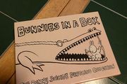 Bunnies in a Box dark humour postcards