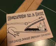 Bunnies in a Box dark humour postcards