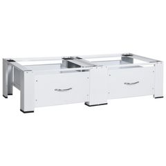 Double Washing and Drying Machine Pedestal with Drawers White