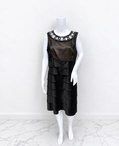 Pre Owned Next Bronze & Brown Embellished Tiered Cocktail Dress