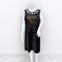 Pre Owned Next Bronze & Brown Embellished Tiered Cocktail Dress