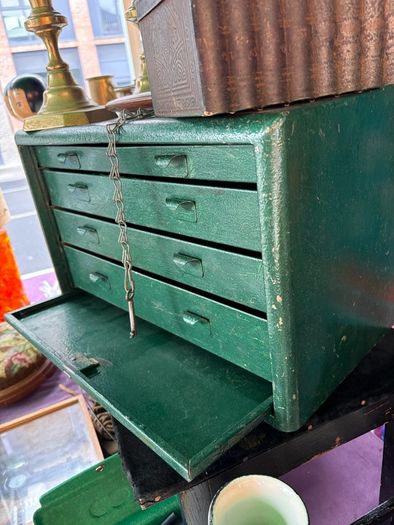 Vintage Industrial metal Engineer's drawers with working key