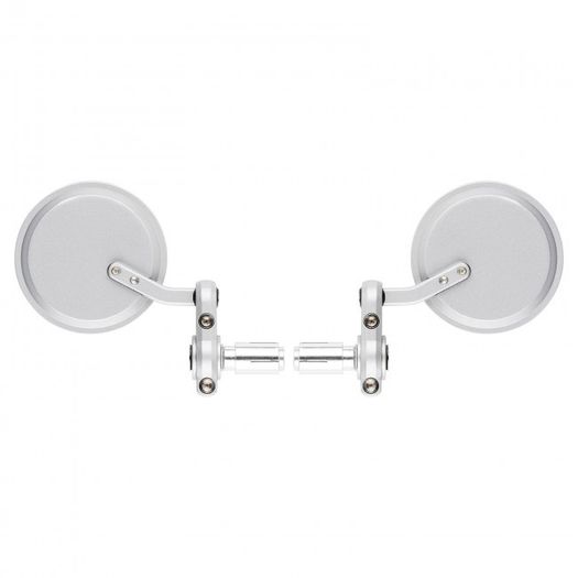 Round 22mm Motorcycle Bar End Mirrors - Silver