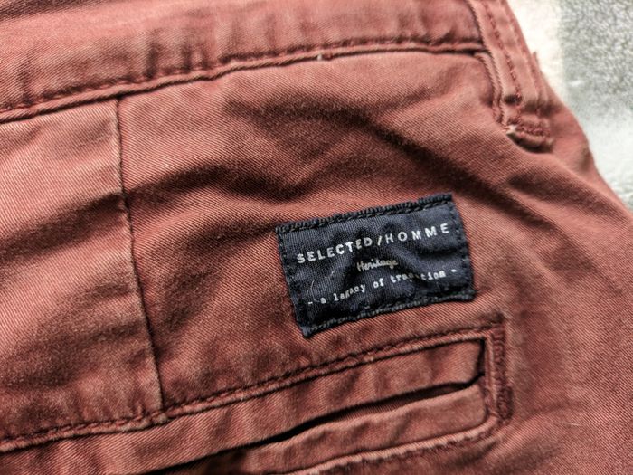 Selected Homme Tailored Chino Shorts - Burgundy / Rust Red (Size W30-W31)