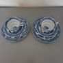 Old Willow Blue White Trios Cups Saucers Plates Image 3