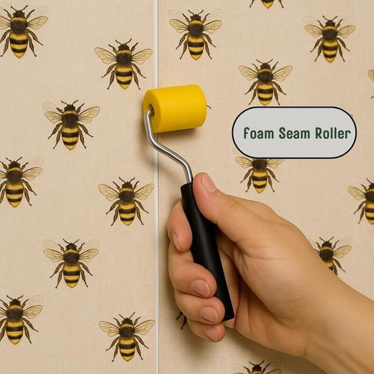 Wallpaper Repair Adhesive Tube (56g) with Foam Seam Roller, Smoother Tool With 0.9cm Brush & Cleaning Cloth  Complete Wallpaper Repair Set by Tsekouri