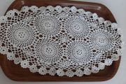 vintage retro tray with large doilies +2 small