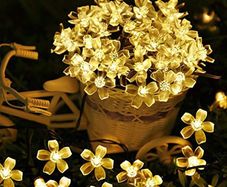 Solar String Lights Outdoor Solar Patio Lights 8 Modes Solar Powered Fairy String Lights, Waterproof String Lights for Patio, Lawn, Garden, Wedding, Party, Holiday Decor (50 LED Warm White Flower)