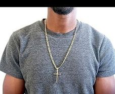 Adorato 24k Gold Cross and Figaro Chain 22 inch