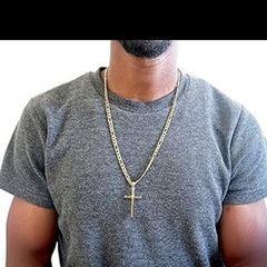 Adorato 24k Gold Cross and Figaro Chain 22 inch