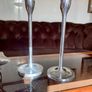Mid Century Modern Pair Aluminium Tulip Taper Candlesticks Image 7