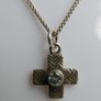 Vintage Tru-Sapphire Sterling Silver Cross Pendant and chain L-20"  5,35g Image 4