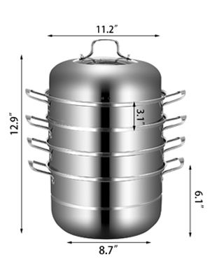 BRAND NEW 5 Layer Food Steamer 28cm 30cm Stainless Steel Stock Pot for Home Steaming Dumplings Vegetables Rice Cooking Steamed Dish