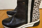 Jose Saenz new ankle platform boots black &amp; leopard new &amp; boxed size UK 3.5