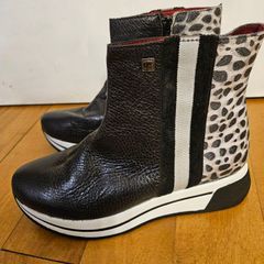 Jose Saenz new ankle platform boots black & leopard new & boxed size UK 3.5