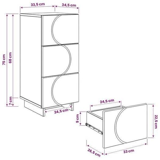 vidaXL High Gloss White 3-Drawer Sideboard