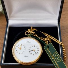 Vintage Glycine of Switzerland Gold Pocket Watch, New Old Stocl