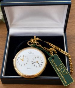 Vintage Glycine of Switzerland Gold Pocket Watch, New Old Stocl