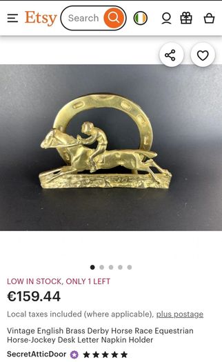 Vintage brass equestrian letter holder